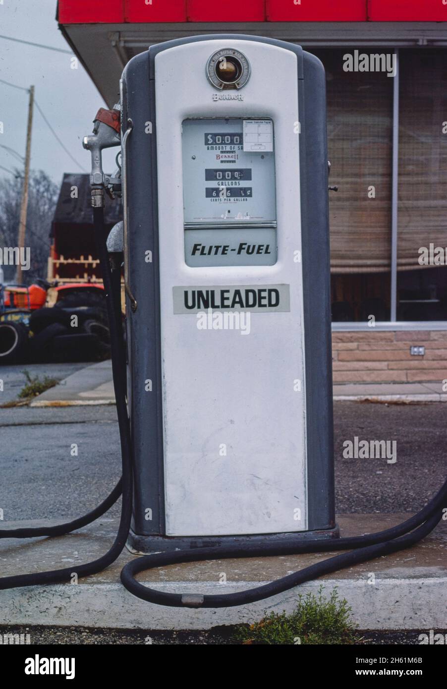 Phillips 66 gas pump, Rt 60, Columbus, Wisconsin; ca. 1977 Stock Photo