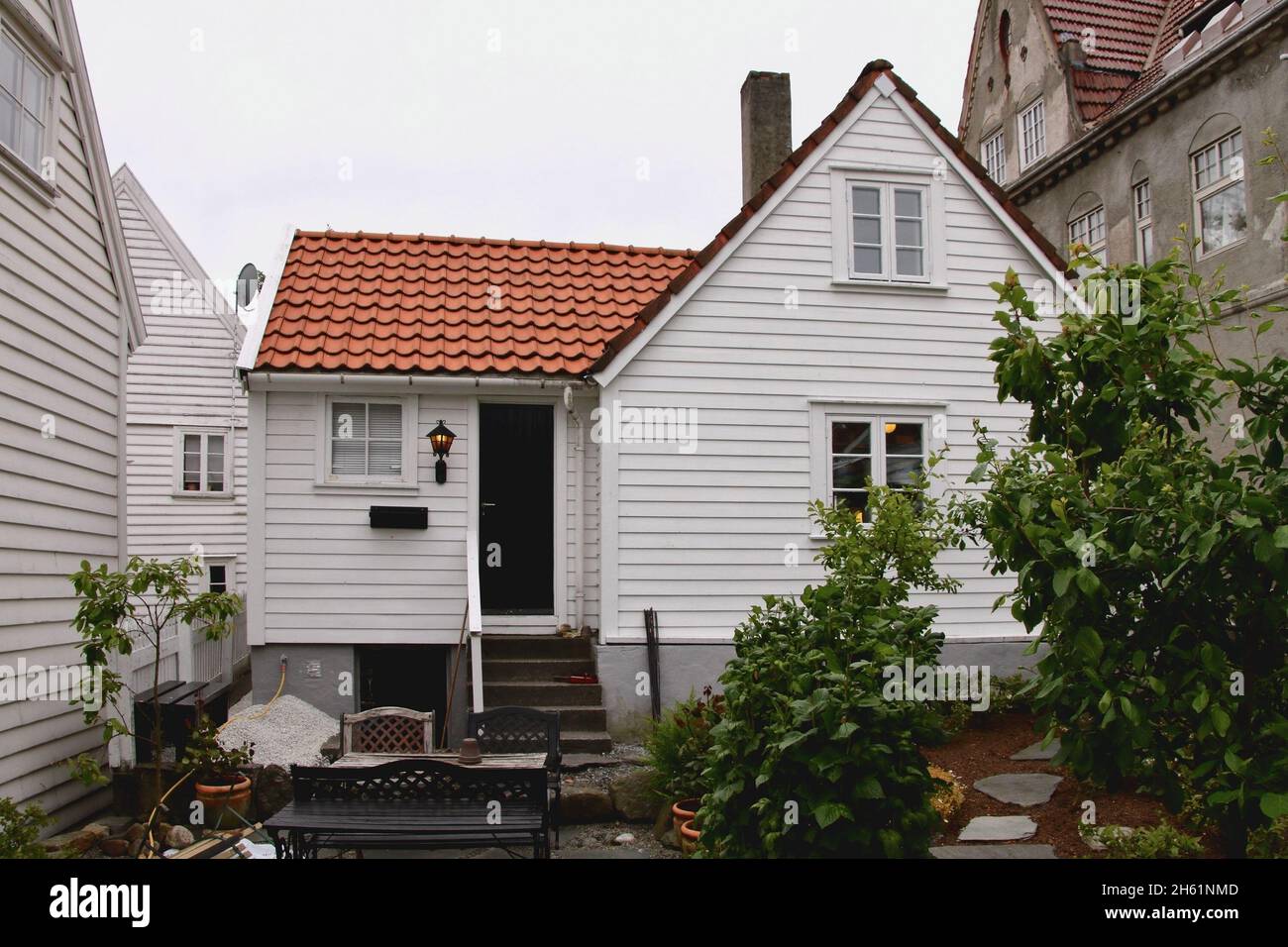 Wooden house in old city (Gamle Stavanger). Stavanger, Norway Stock Photo