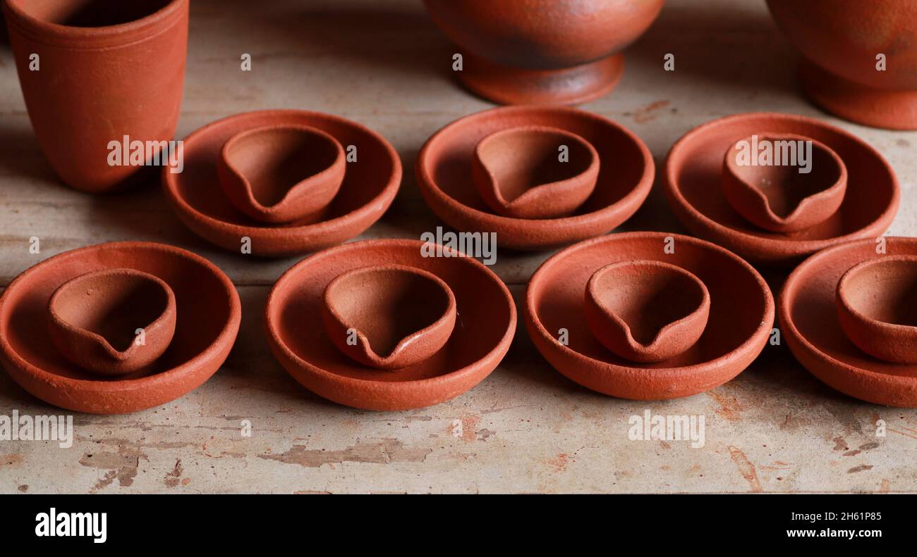 Handmade earthenware lamps and pottery Stock Photo Alamy