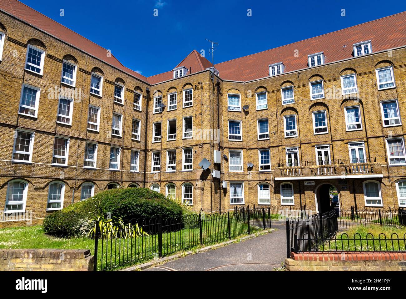 Jackman House names after Charles Jackman on the Green Bank Estate, Wapping, London, UK Stock Photo
