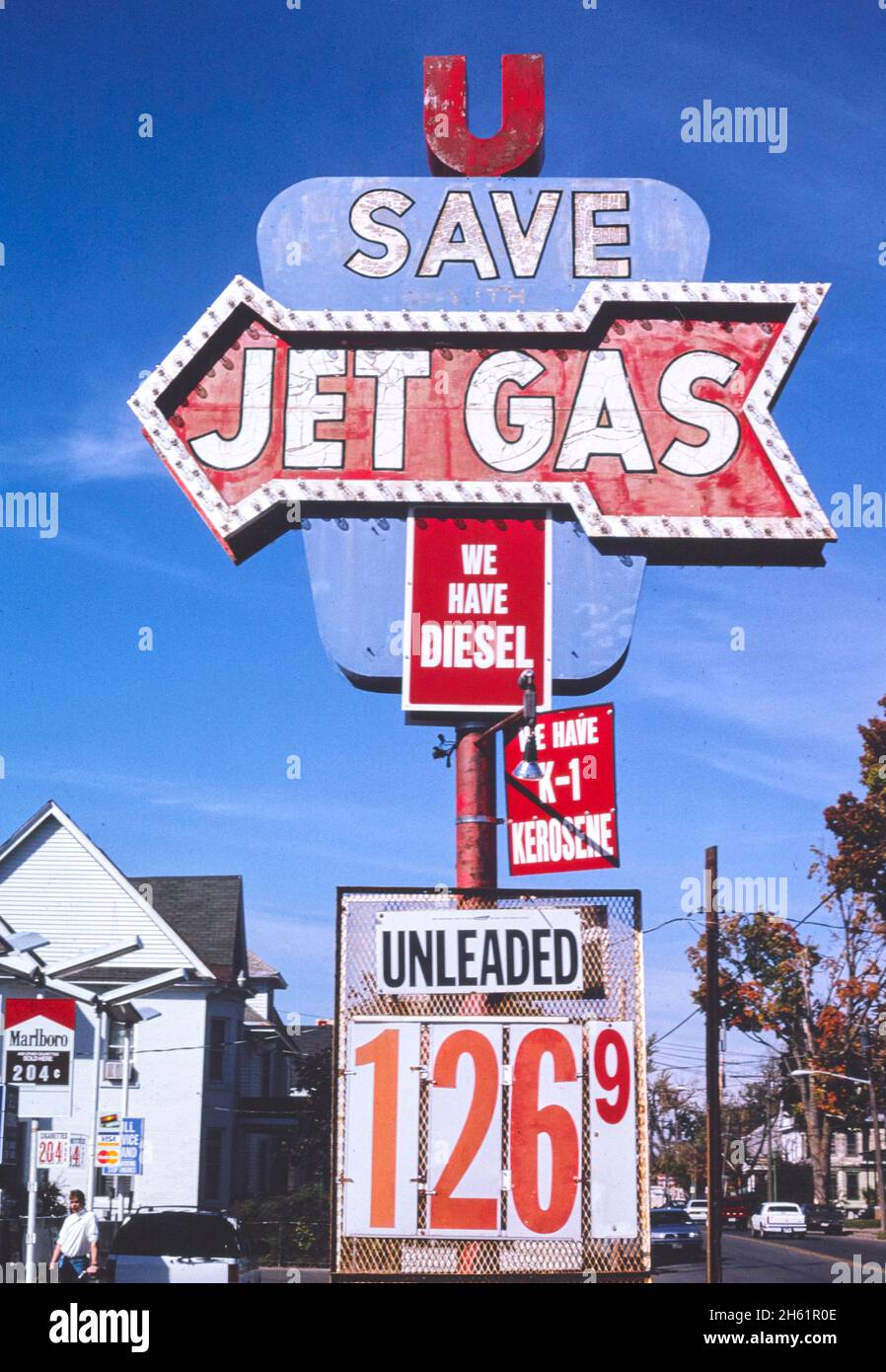 Jet Gas sign, Watertown, New York; ca. 1995 Stock Photo Alamy