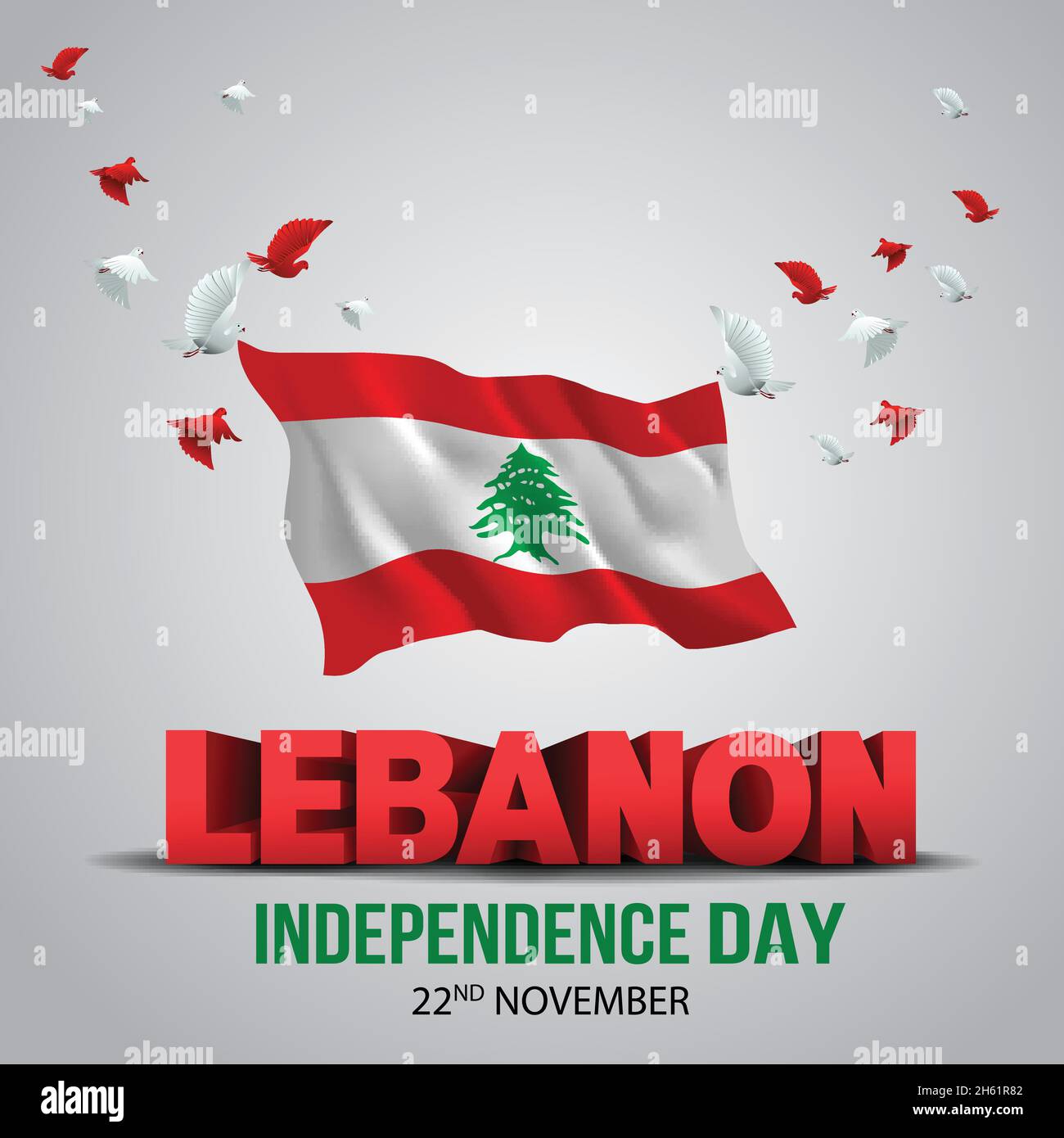 happy independence day Lebanon. 3d tree and Lebanon flag with ...