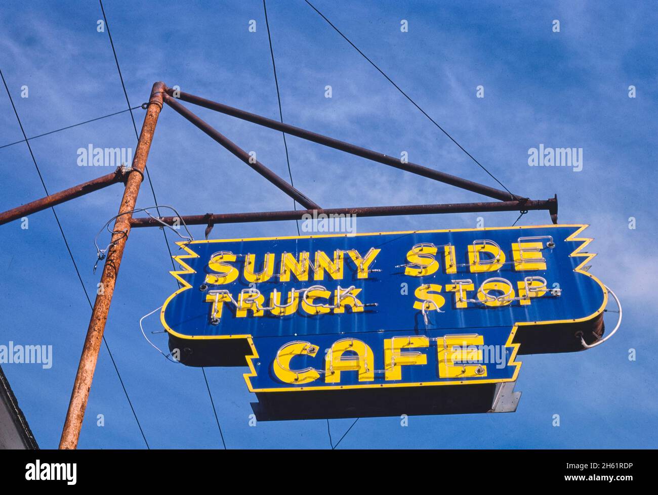 Sandy Side Truck Stop sign, Clarksville, ArKansas; ca. 1987 Stock Photo