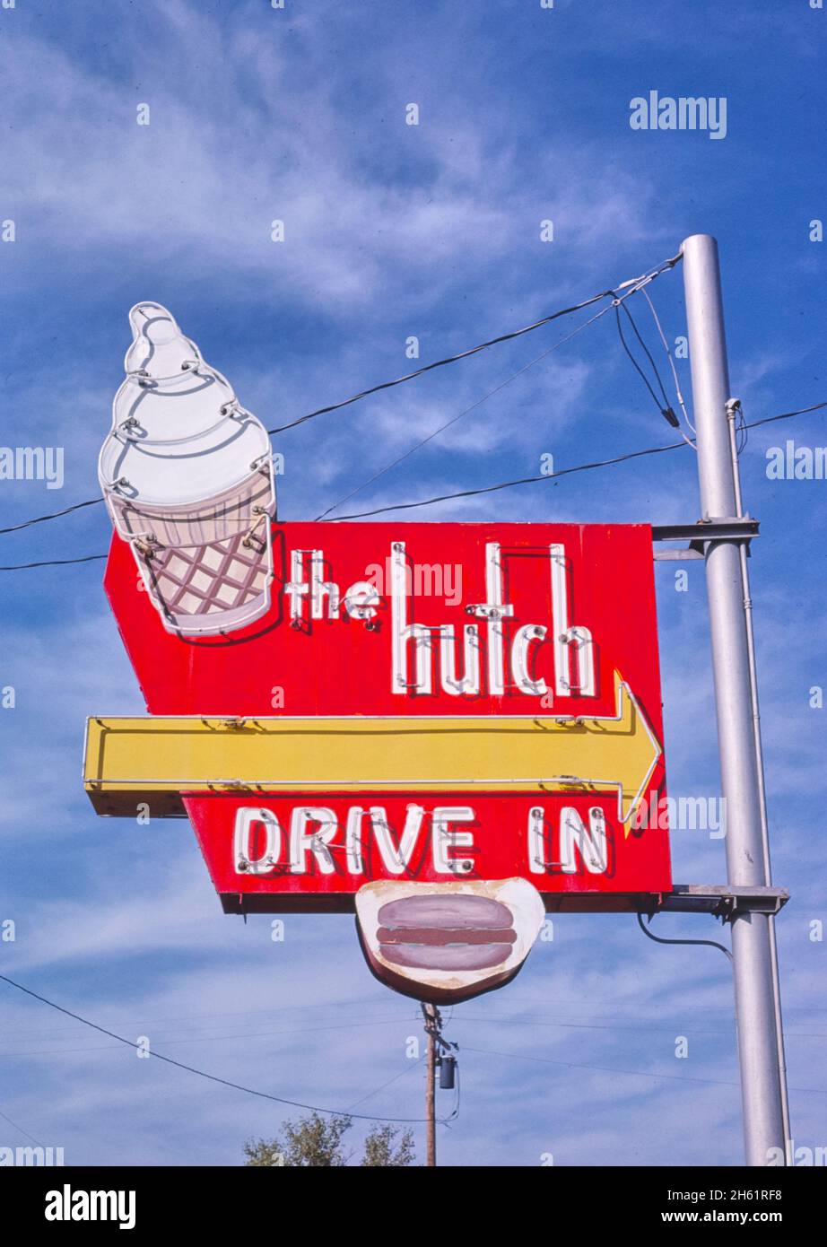 The Hutch DriveIn ice cream sign, South Hutchinson, Kansas; ca. 1979