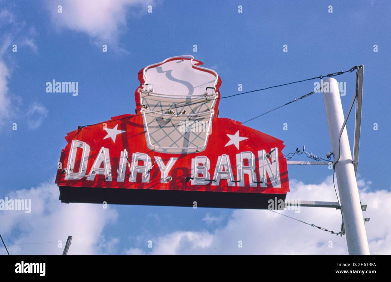 Dairy Barn ice cream sign, Rt 36, Wathena, Kansas; ca. 1988 Stock Photo