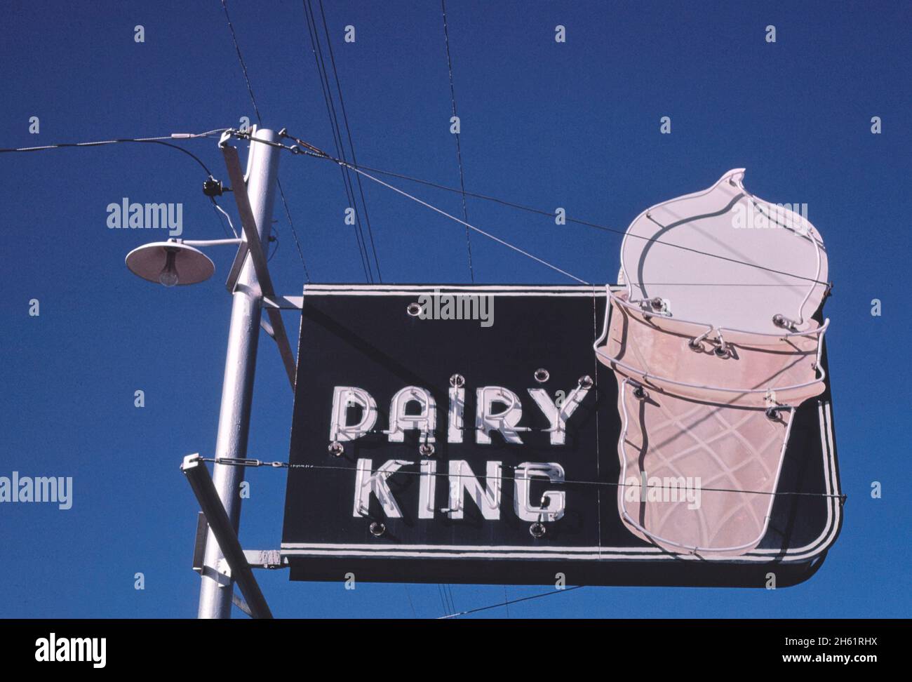 Dairy King ice cream sign, Rt 83, Oakley, Kansas; ca. 1980 Stock Photo
