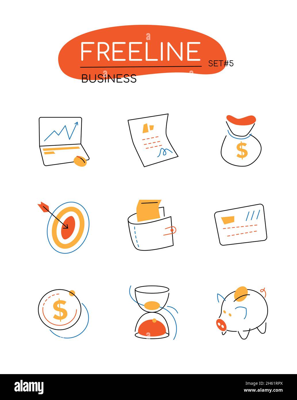 Business - modern colorful line design style icons set on white ...