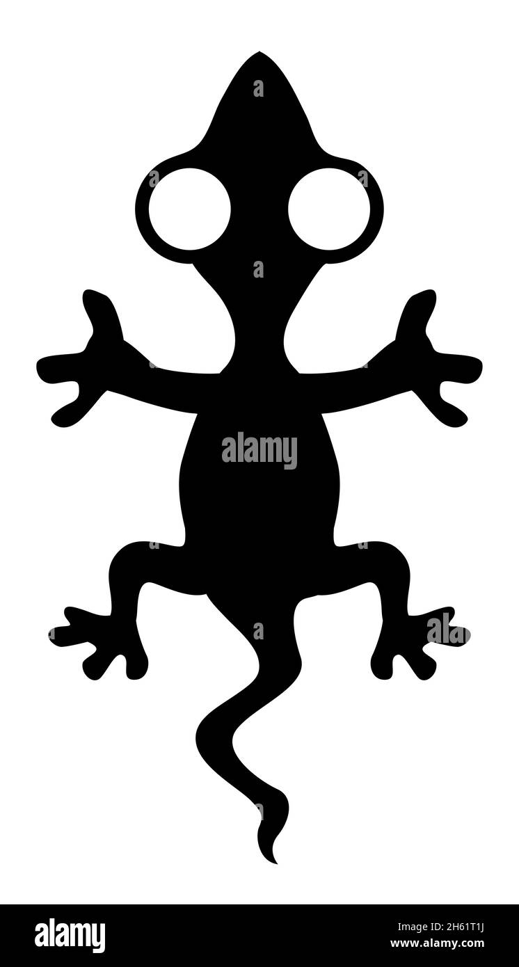 Gecko lizard stencil black, vector illustration, vertical, isolated ...