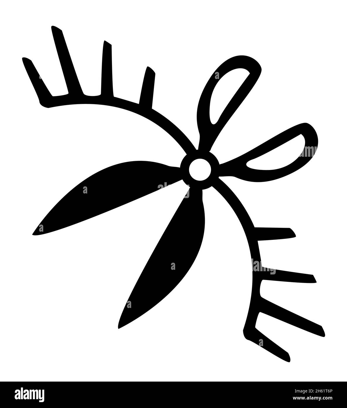 Scissors winged symbol black, vector illustration, horizontal, isolated Stock Vector