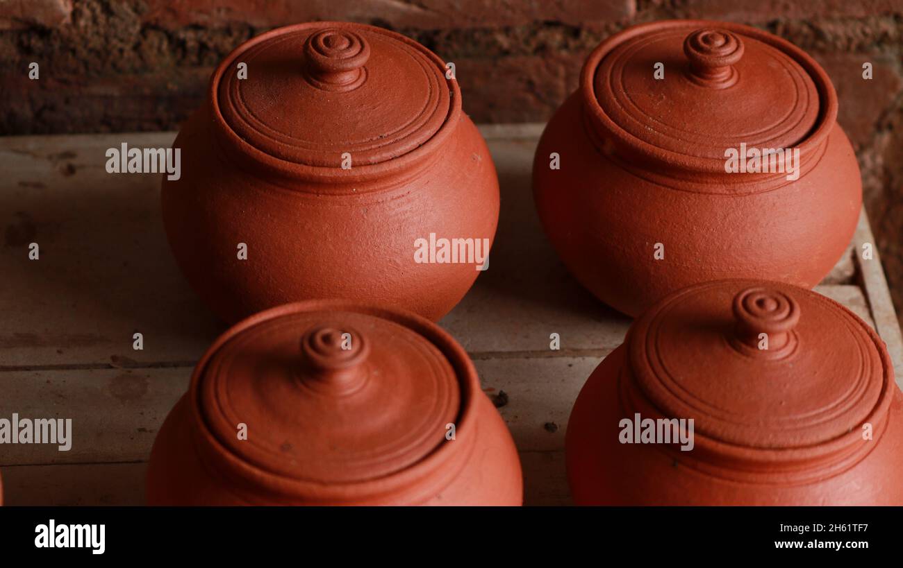 Handmade earthenware vases red clay pots Stock Photo Alamy