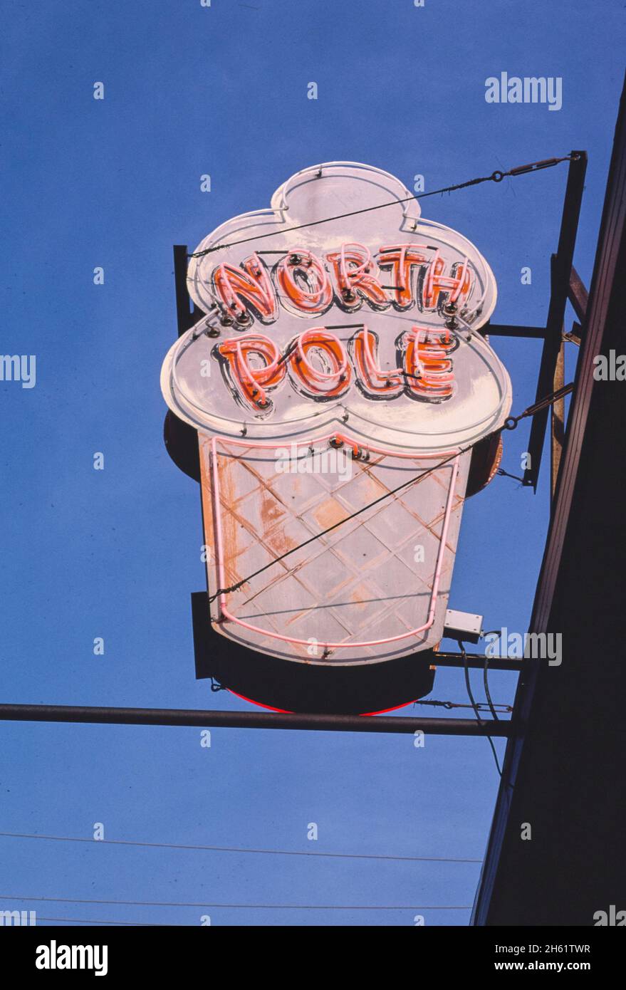 North Pole ice cream sign, Rt 5113, Chittenango, New York; ca. 1988 Stock Photo