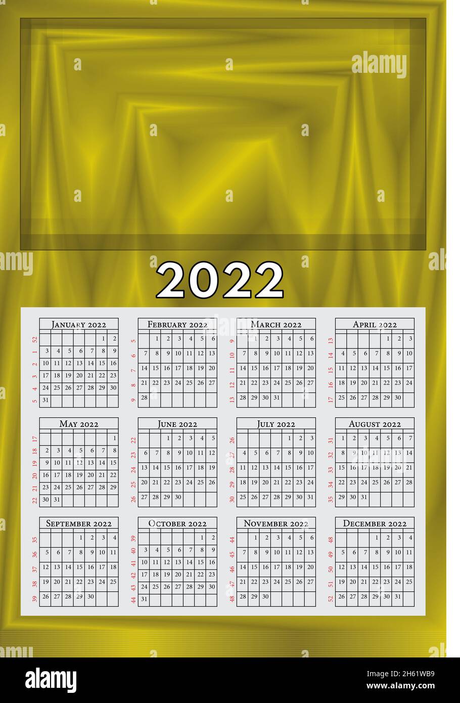 Single page calendar year 2022 customizable with photos Stock Photo Alamy