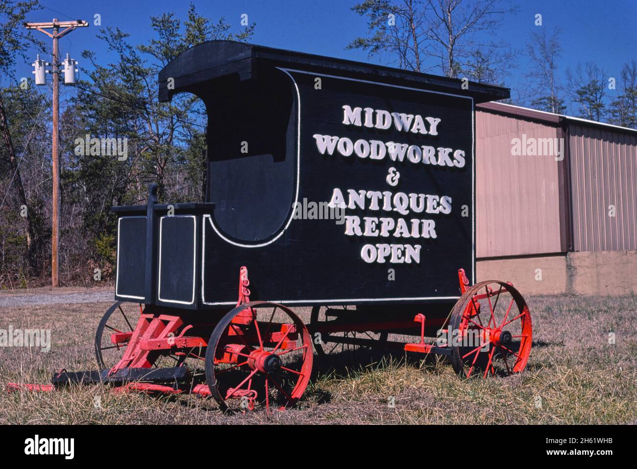 Midway Woodworking sign, Route 74, Rutherford, North Carolina; ca. 1988