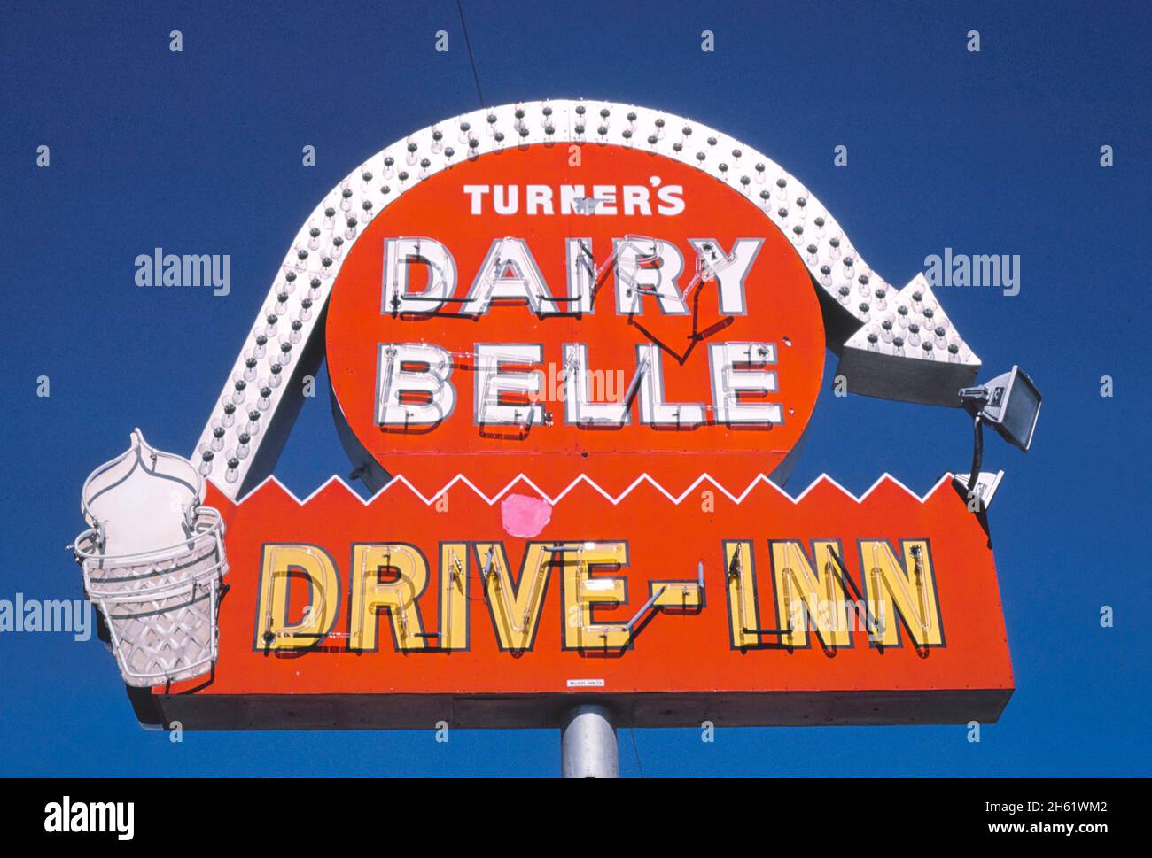 Dairy Belle ice cream sign, Rt 96B, Columbus, Kansas; ca. 1982 Stock Photo