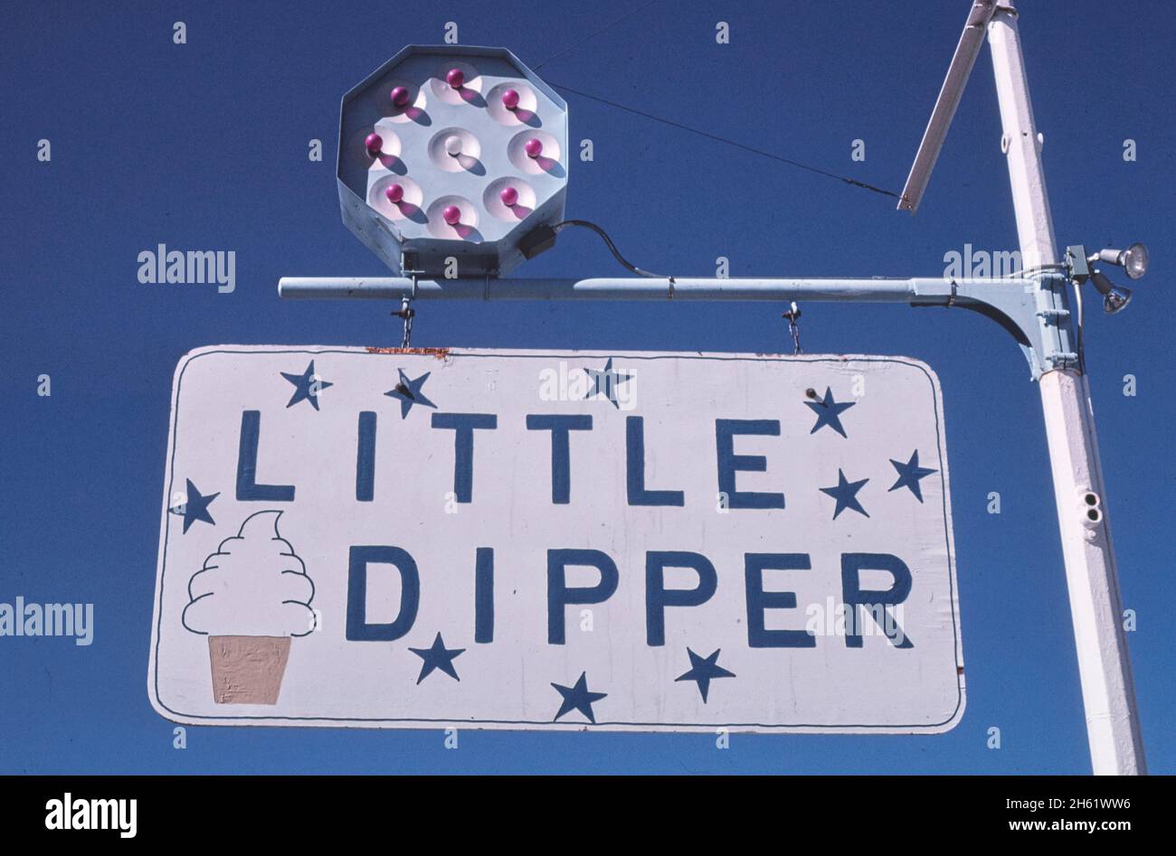Little Dipper ice cream sign, Rt 40, Hot Sulpher Springs, Colorado; ca. 1980 Stock Photo
