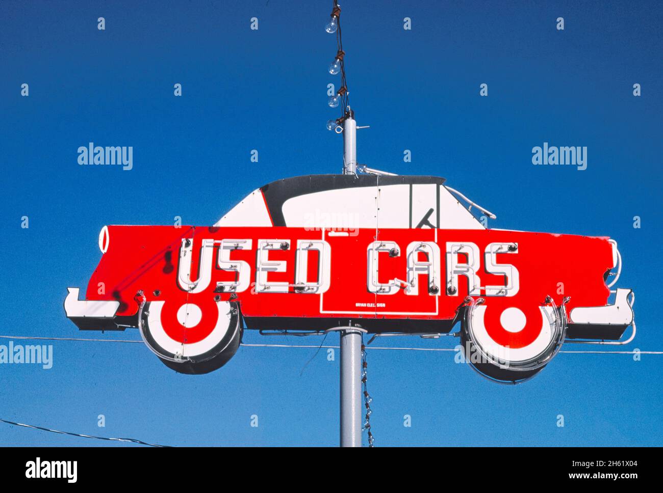 Vince Kolb Auto Sales sign, Jefferson City, Missouri; ca. 1988. Stock Photo