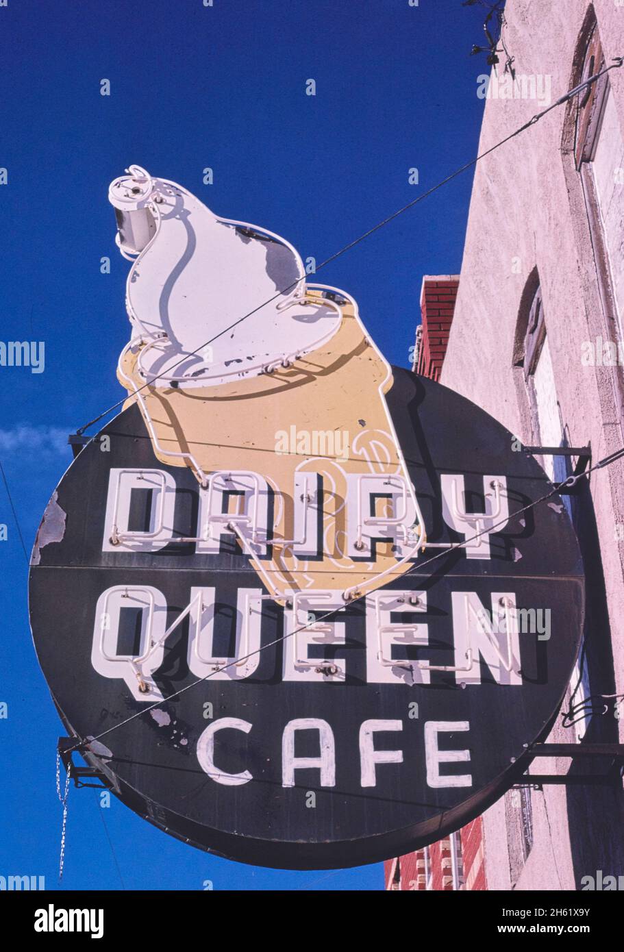 Dairy Queen Diner PHOTO Vintage Restaurant Sign Burger Joint Ice Cream Man Night 