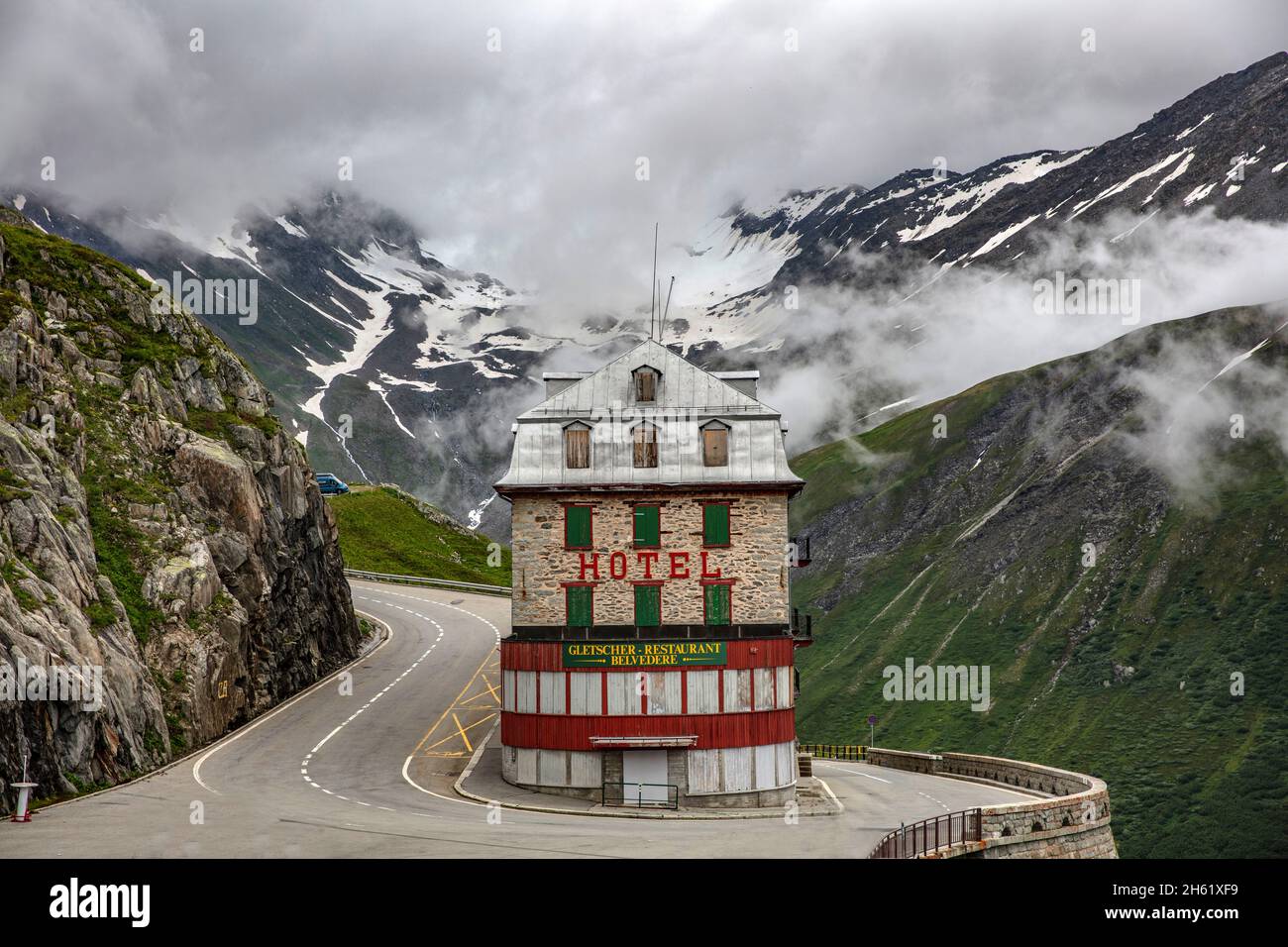 furka pass,hotel gletscher restaurant belvedere Stock Photo