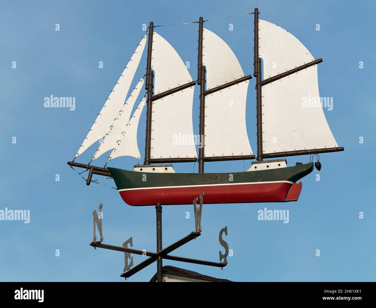 'down east',canada,climate,days of sail,nova scotia,predictions,sailboat weather vane,schooner,smooth sailing,the maritimes,the past,annapolis royal Stock Photo