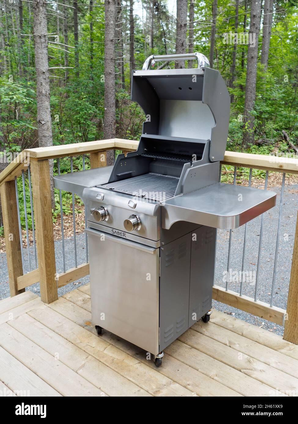 barbeque grill,canada,family camping,prince edward island,stanhope campground Stock Photo
