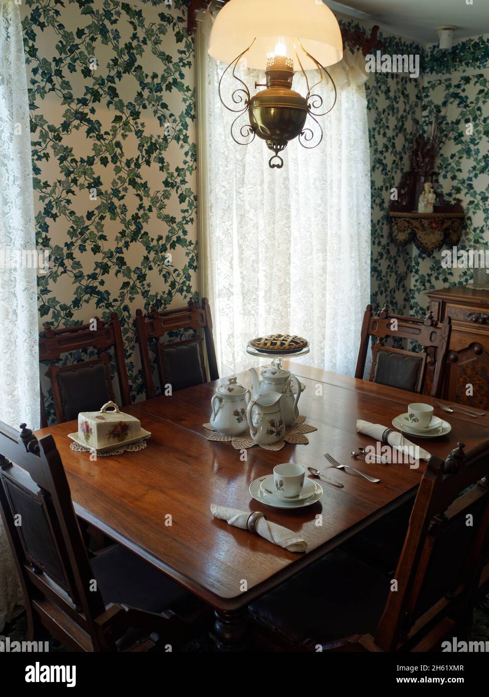 anne of green gables',anne of green gables heritage place,author lucy maude montgomery,canada,dining table,fictional story,interior,prince edward island Stock Photo