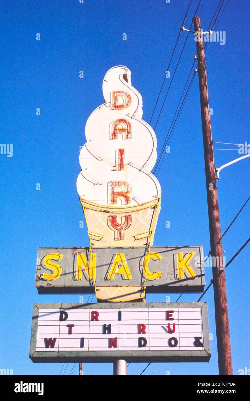 Dairy Snack ice cream sign, Birmingham, Alabama; ca. 1980 Stock Photo
