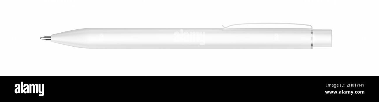 White pen isolated on white background. Open. Pen mockup. 3d illustration. Stock Photo