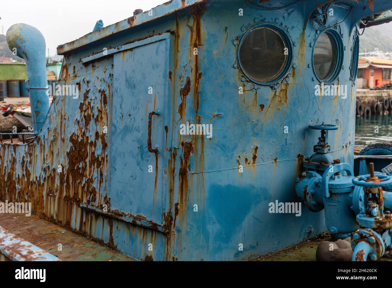 rusted ship in the port of heping,northern taiwan Stock Photo