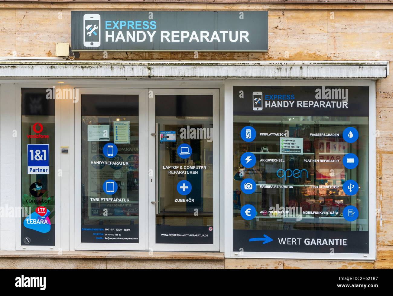 mobile phone repair shop in kempten Stock Photo