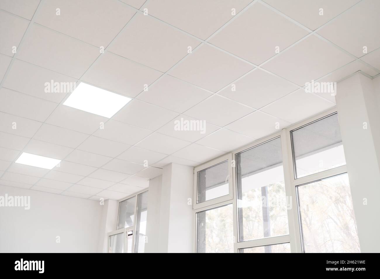 Acoustic ceiling with lighting and light channel window, Acoustic