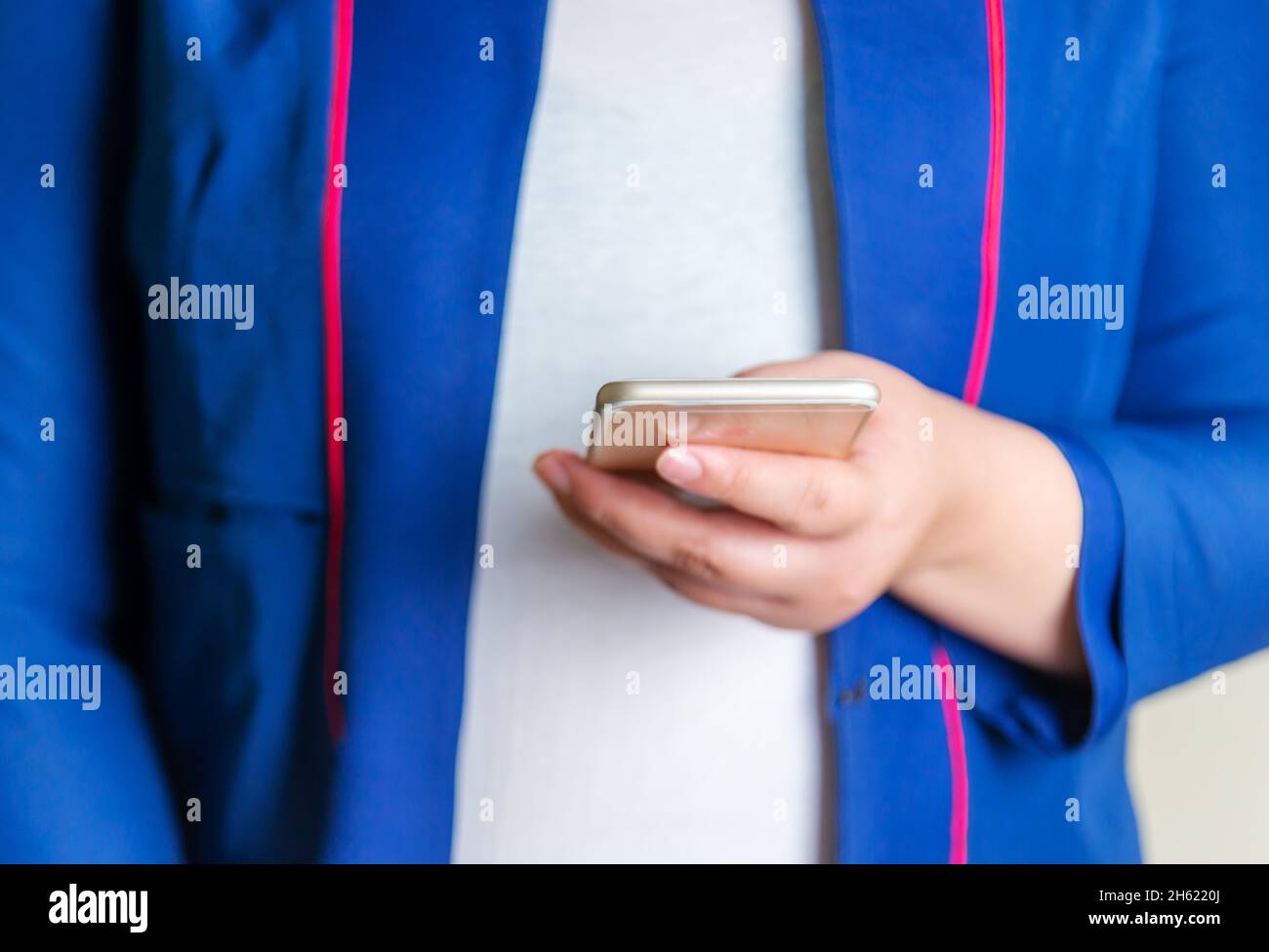Business women with smartphone mobile on blurred background, Technology network and online banking and internet banking and networking people concept Stock Photo