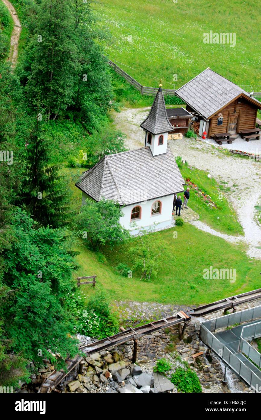 mühlendorf,josefskapelle,chapel,from above,mill,gschnitz,gschnitztal,brenner area,wipptal,tyrol,austria Stock Photo