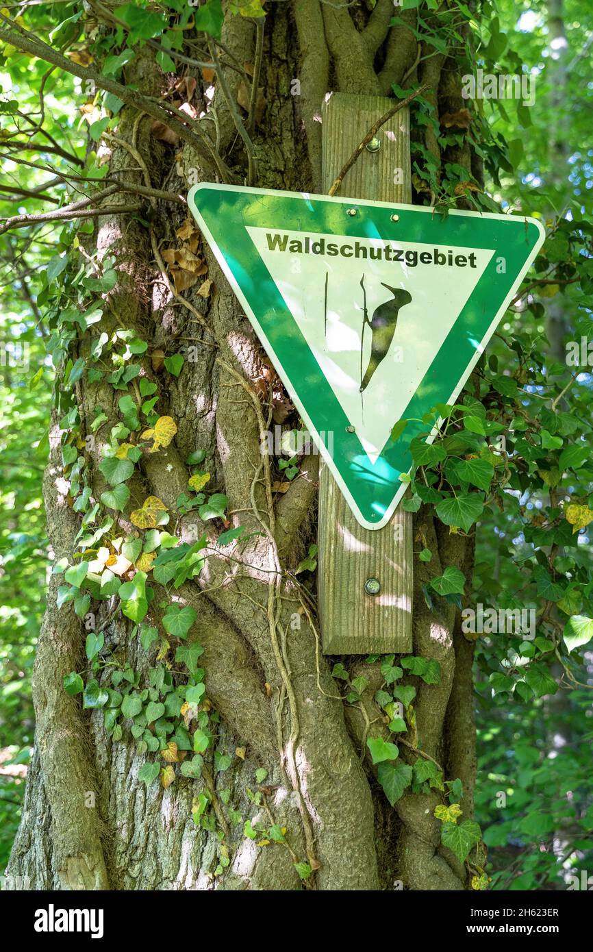 europe,germany,baden-wuerttemberg,tübingen district,nehren,information sign forest reserve on a tree Stock Photo
