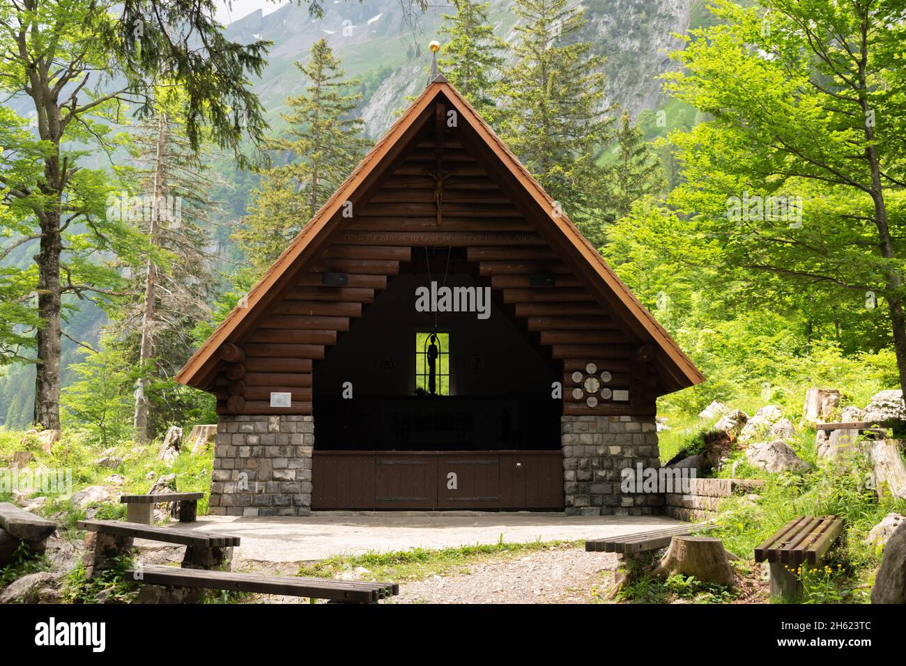 Appenzell, Switzerland, June 13, 2021 Place of worship in an alpine scenery Stock Photo