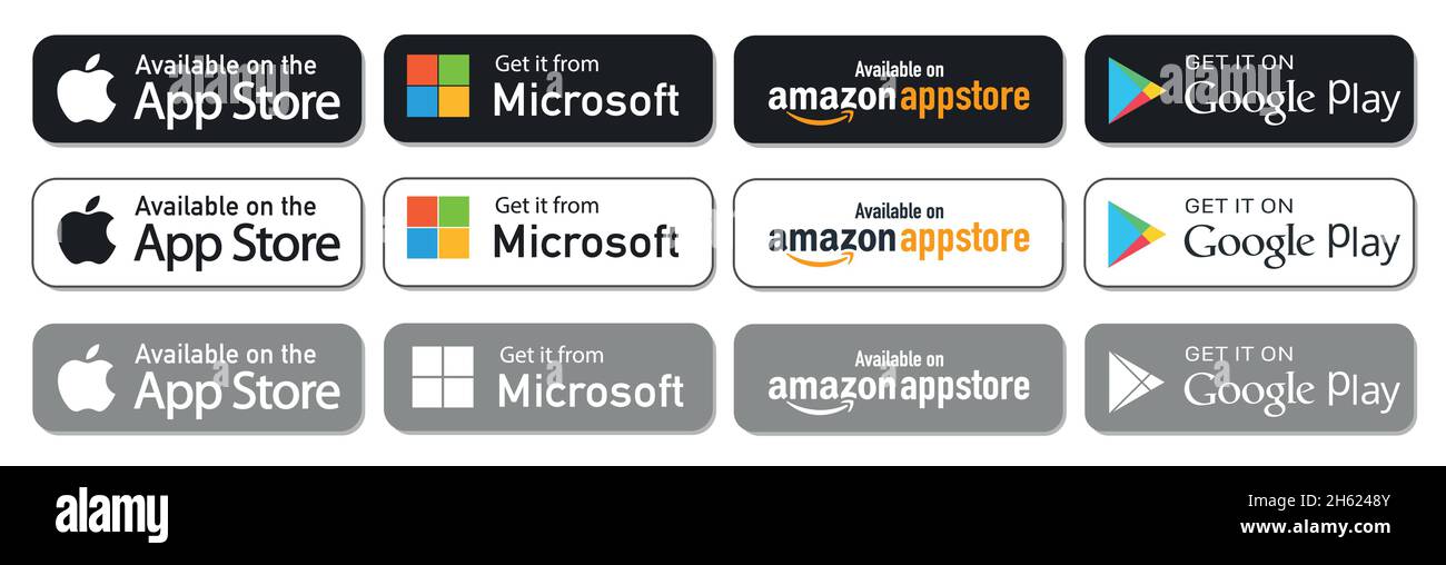 Vetor de App store buttons set. Google Play Store logo.