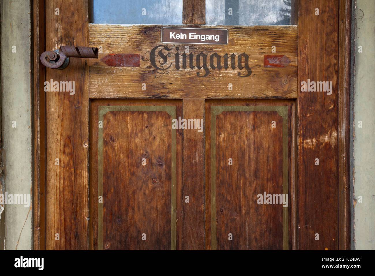 the inn 'zur blaue traube' in scharnitz,closed for years,is tending to urban decay Stock Photo
