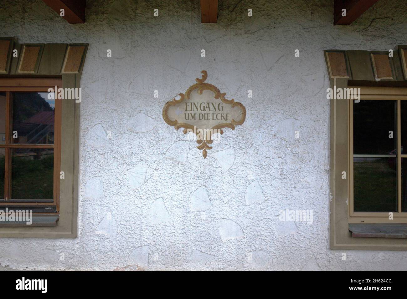 the inn 'zur blaue traube' in scharnitz,closed for years,is tending to urban decay Stock Photo