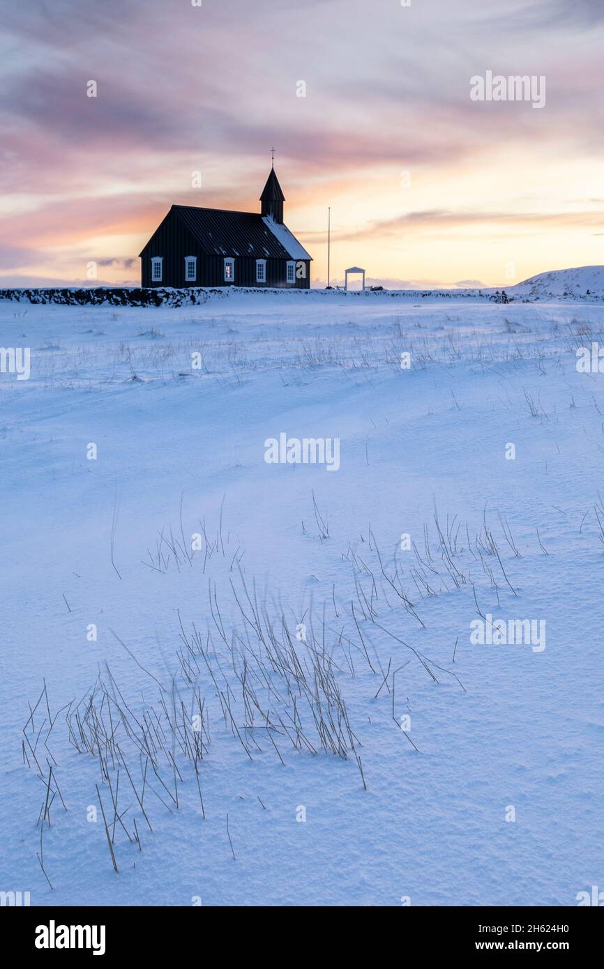 budir church at the end of a beautiful winter day. Stock Photo