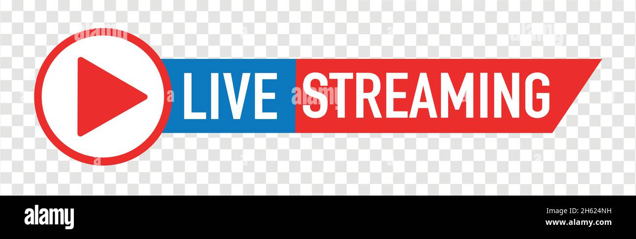 Red Live streaming logo - vector design element with play button for ...