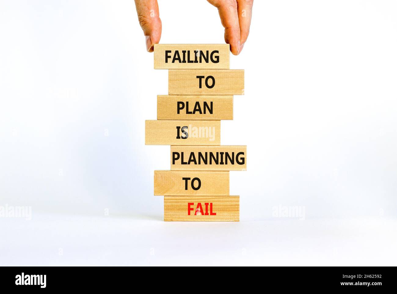 Failing to plan or planning fail symbol. Wooden blocks with words Failing to plan is planning to
