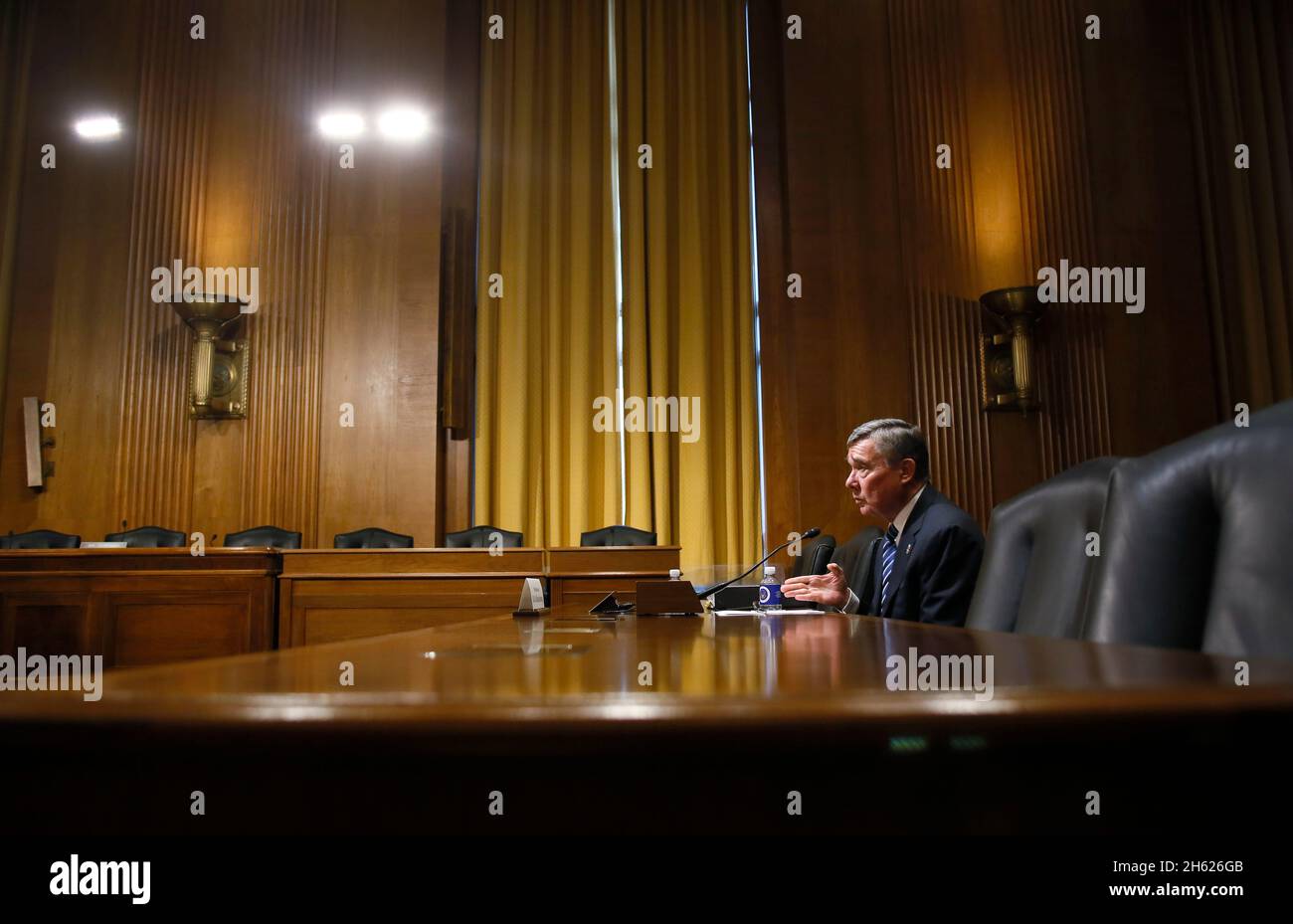 U.S. Customs and Border Protection Commissioner R. Gil Kerlikowske testifies before the U.S. Senate Committee on Finance in Washington, D.C., May 11, 2016. Stock Photo
