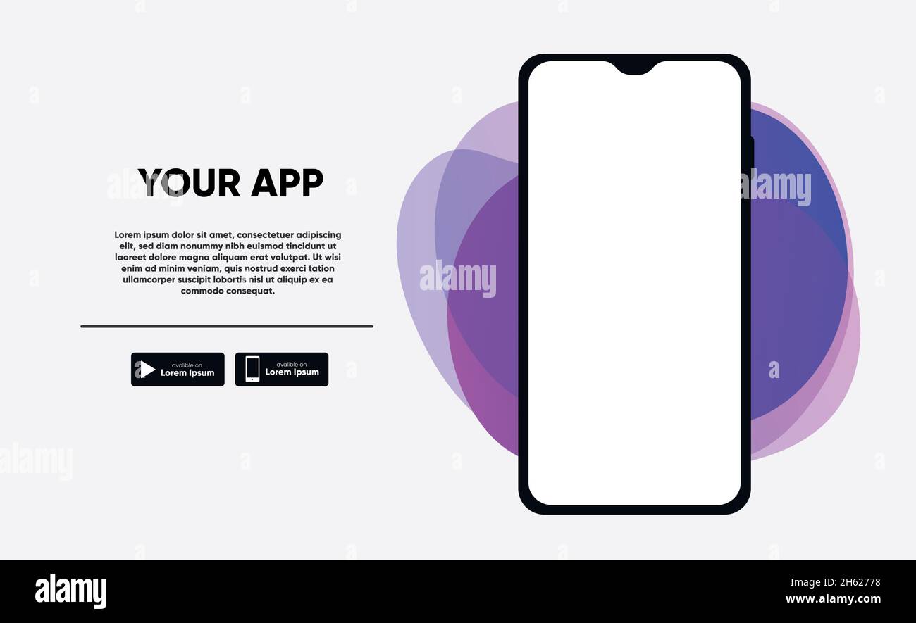 Smartphone application promo for download app landing page. Vector Stock Vector