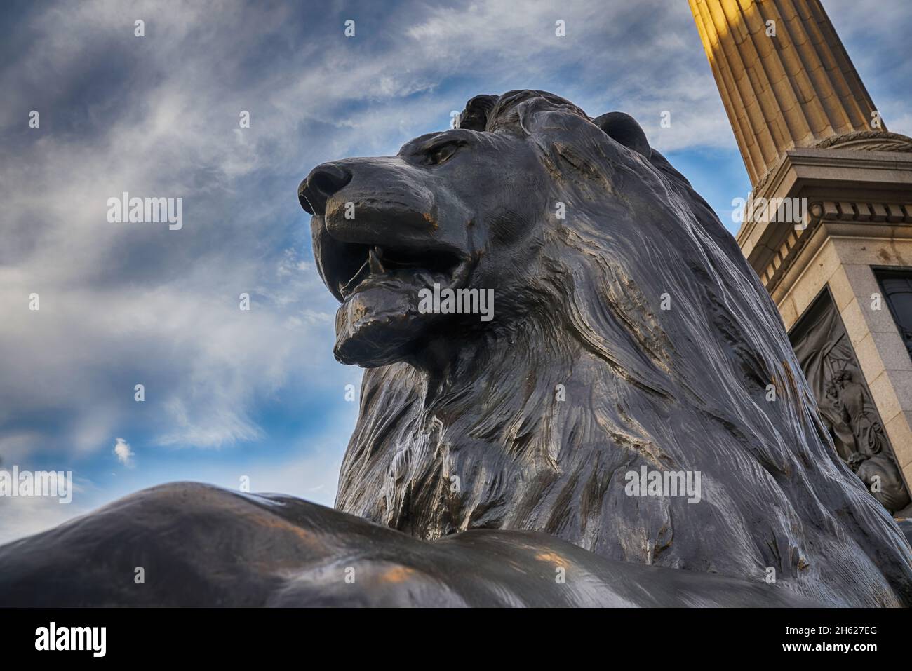 lion statues trafalgar square Stock Photo
