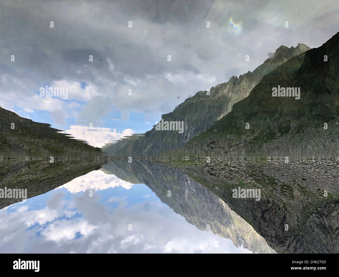 am hundstalsee,inzinger alm,mitterkogel,rosskogel,stubai alps,mountains,nature,inzing,tyrol,austria Stock Photo