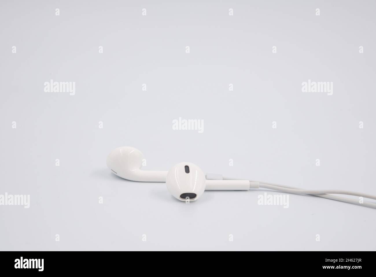 white earphones isolated on white background with clipping path Stock Photo