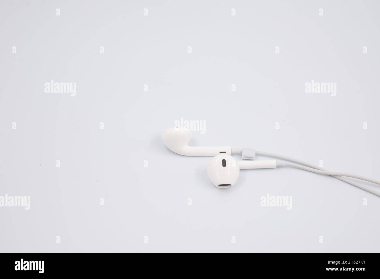 white earphones isolated on white background with clipping path Stock Photo