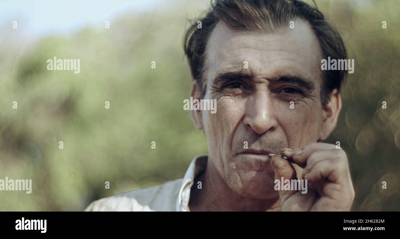 Young Rural Smokers Farmer smoking a cigarette on the farm, straw cigarette Stock Photo - Alamy