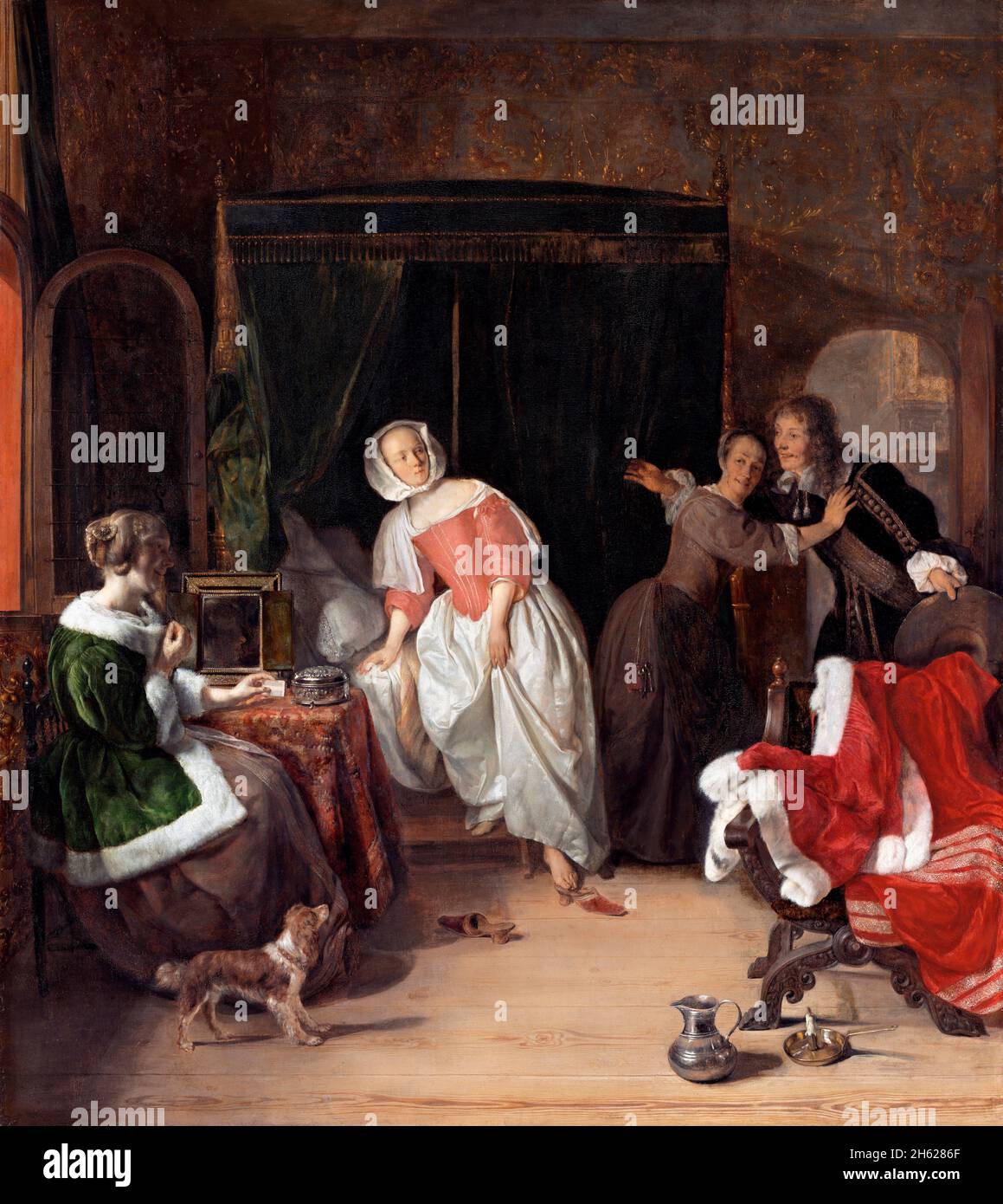 The Intruder by the Dutch artist, Gabriël Metsu  (1629–1667), oil on panel, c. 1660 Stock Photo