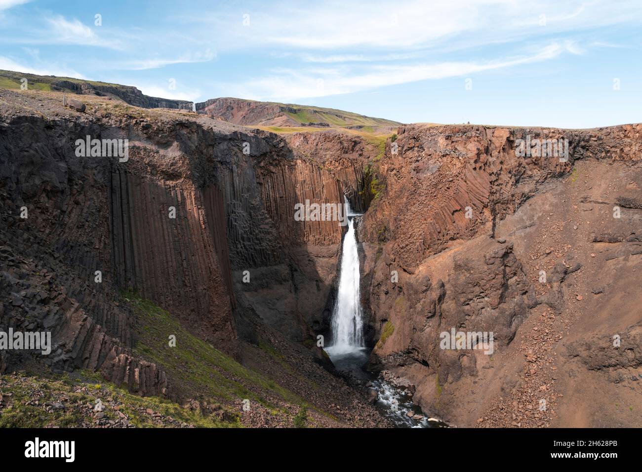 short hike to hengifoss and litlanesfoss in northeast iceland Stock Photo