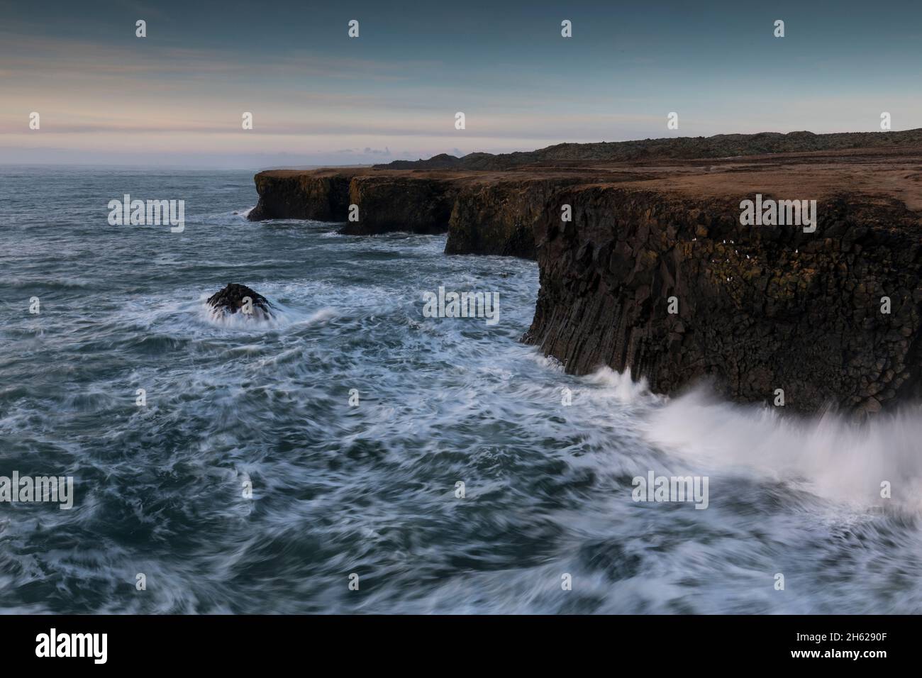 a stormy winter morning on the coast of anarstapi. Stock Photo